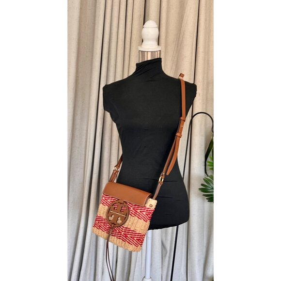 ✺ AUTHENTIC TORY BURCH RED STRIPED MILLER SHOULDER BAG/CROSSBODY - Picture 11 of 13